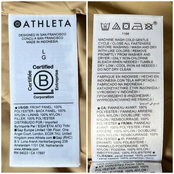 Athleta Fleece Hybrid Jacket Women's Large Tan Neutral Bomber Sherpa Quilted NEW - Picture 9 of 14